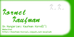 kornel kaufman business card